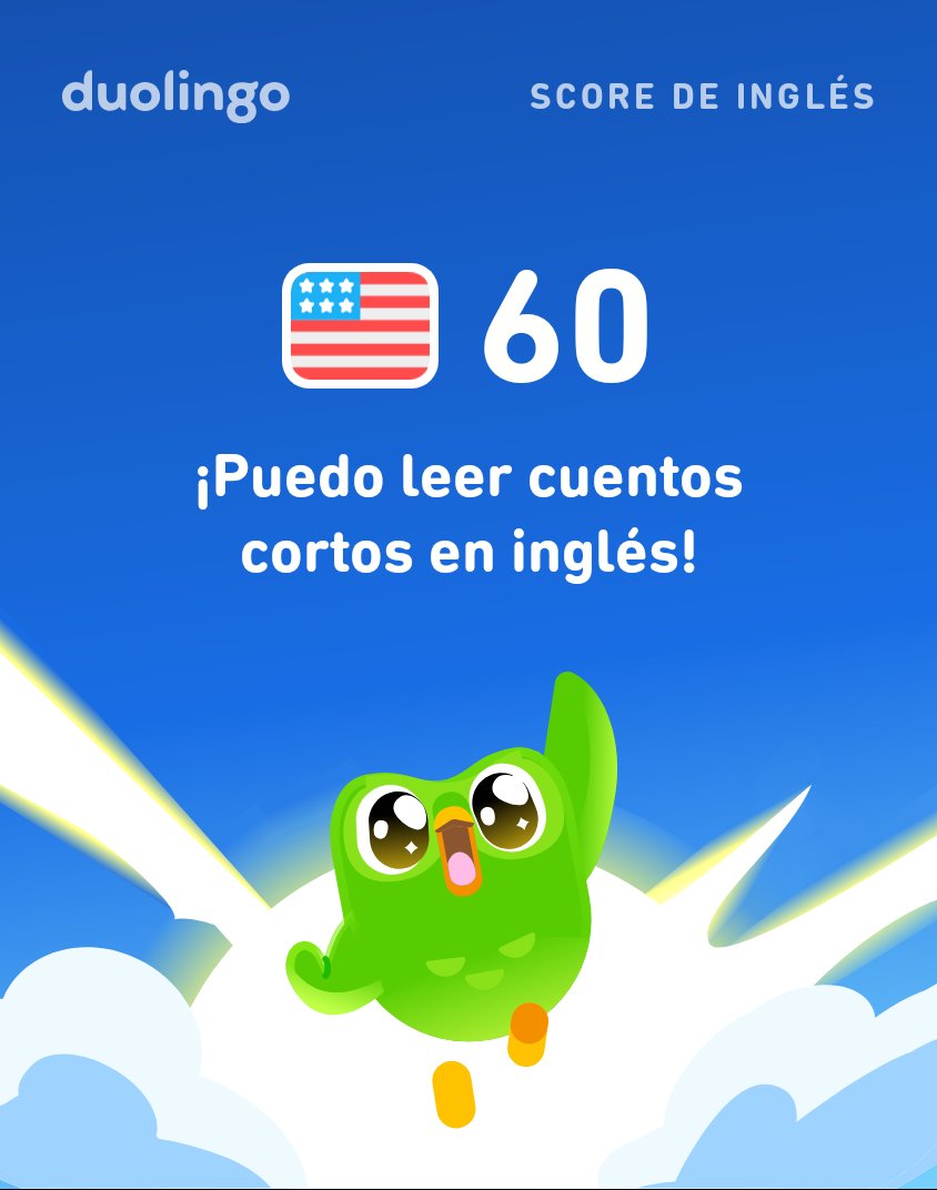 UrielGaDi's tweet photo. ¡Mi Score de inglés en Duolingo es de 60! https://t.co/l1Nx5IxuRb