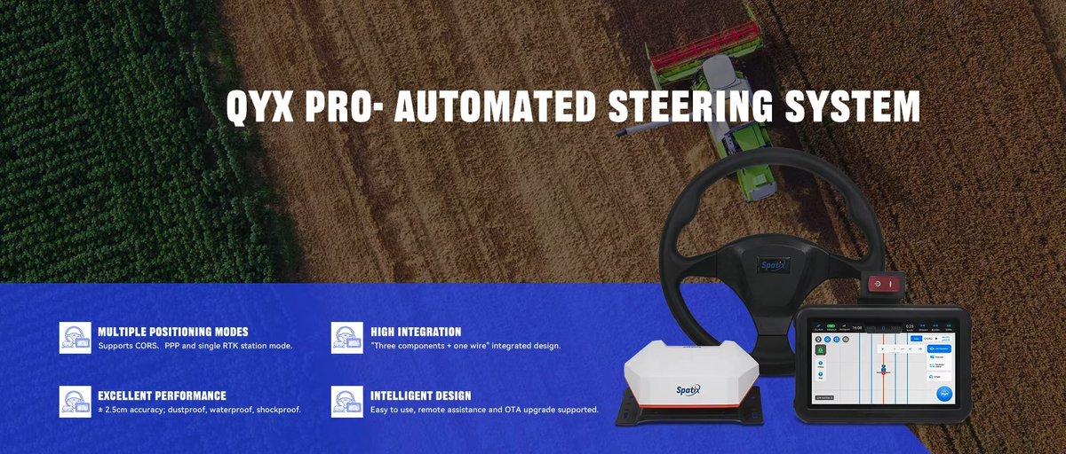 Stop fighting the steering wheel! 🌾With the QYX Pro Automated Steering System, you get perfect lines and zero fatigue.
📍2.5cm Accuracy: No more overlaps or skips. 
🌙24/7 Operation: Work through fog, dust, or darkness. 
🔧Universal Fit: Makes your existing tractor smarter.