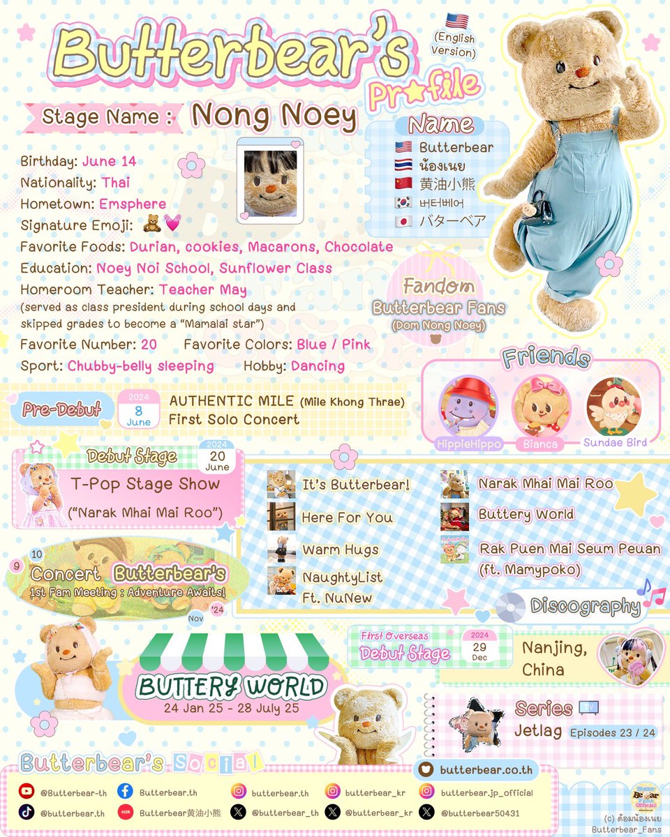 Butterbear_Fans's tweet photo. [🧸] ·˚♡ Butterbear’s Profile  ꒱˚ ༘

˚ ༘ NOEY TO MEET YOU ‧⁺◟
🧸🧈💛🫶🏻✨

Copyright © 2026 Butterbear Fans 
All rights reserved. [1/2]
#Butterbear #น้องเนย
#ด้อมน้องเนย
#ButterbearFans https://t.co/DQybCf61Ma