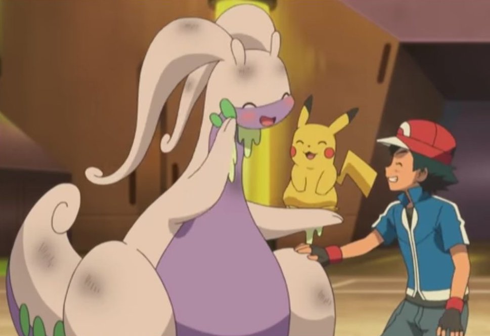 Ash, Pikachu, &amp; Goodra are good team :3
