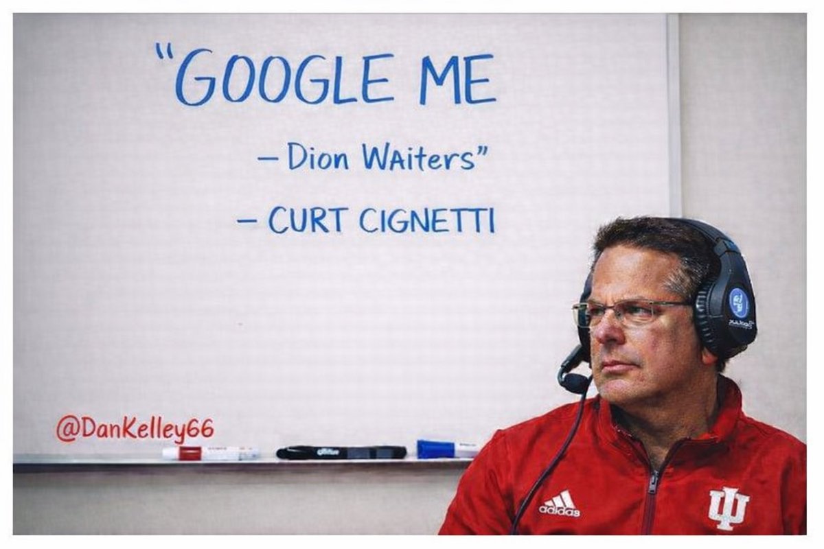 DanKelley66's tweet photo. I hope Dion Waiters trademarked "Google Me" because Curt Cignetti is certainly getting a lot of mileage out of it. https://t.co/x8BfhuG9yt