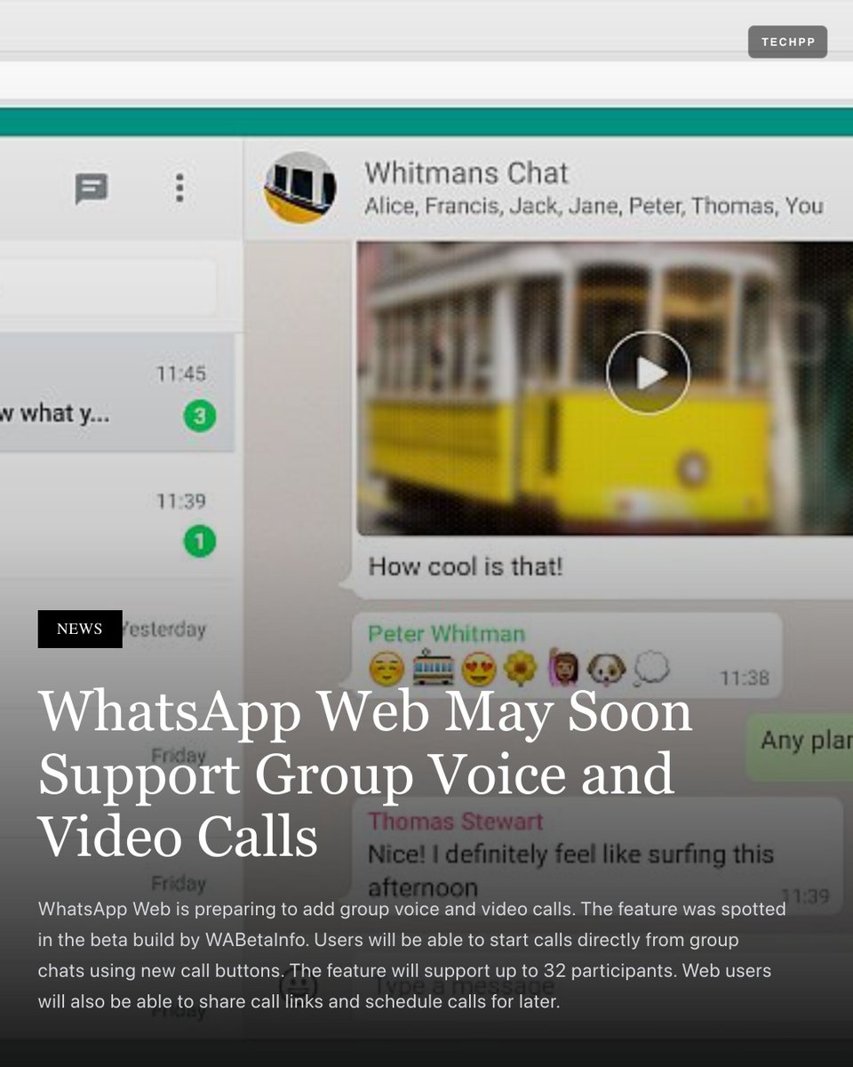 techpp's tweet image. WhatsApp Web May Soon Support Group Voice and Video Calls

#WhatsApp #Web #Calling