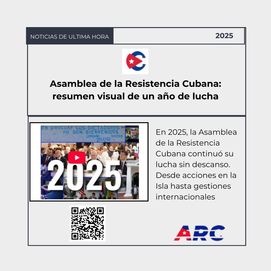 #Cuba #salvaracuba En 2025, la Asamblea de la Resistencia Cubana continuó su lucha sin descanso. Desde acciones en la Isla hasta gestiones internacionales -
Orlando Gutierrez Boronat
youtube.com/watch?v=xXBC1w…