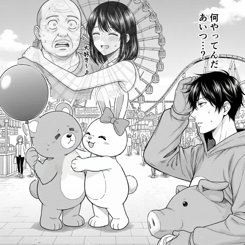 ブタとクマの中身が交代していることに気づかず、大好きな先輩にどさくさにまぎれてアピールしようとした後輩。 
