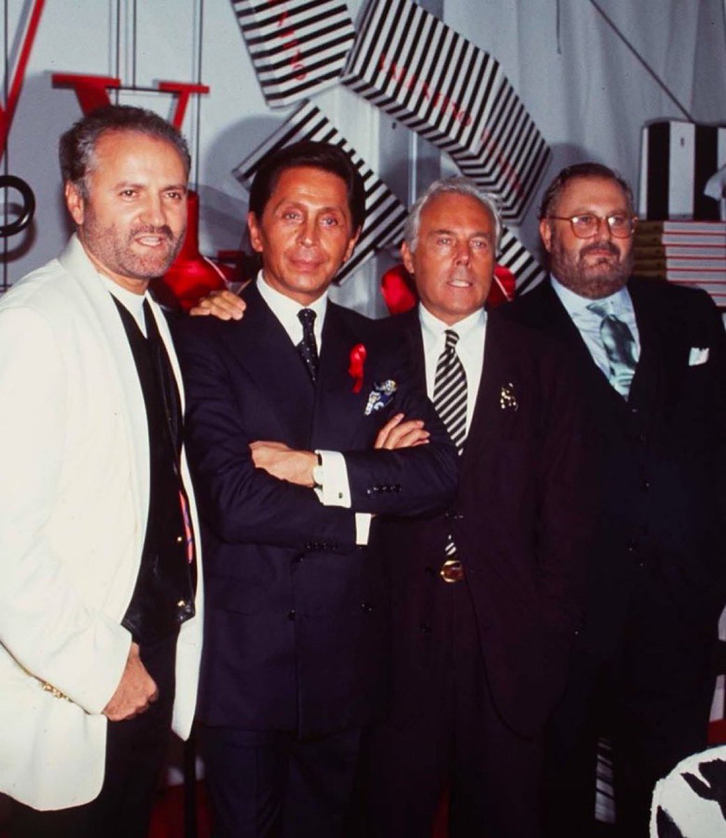 Gianni Versace, Valentino Garavani, Giorgio Armani y Gisnfranco Ferré.