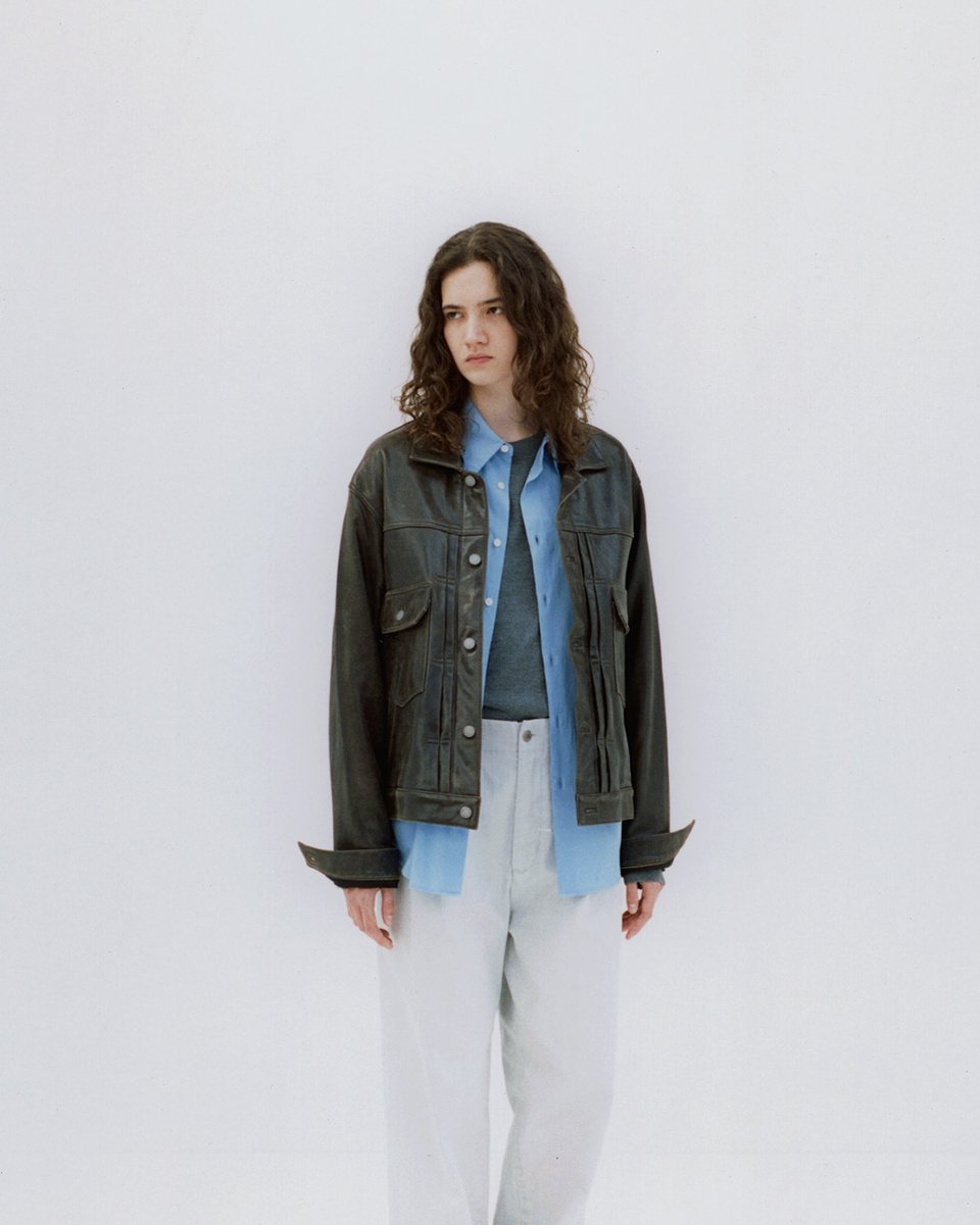 今なら🔟％ポイント還元／ 【YOKE】Cracked Leather Trucker Jacket