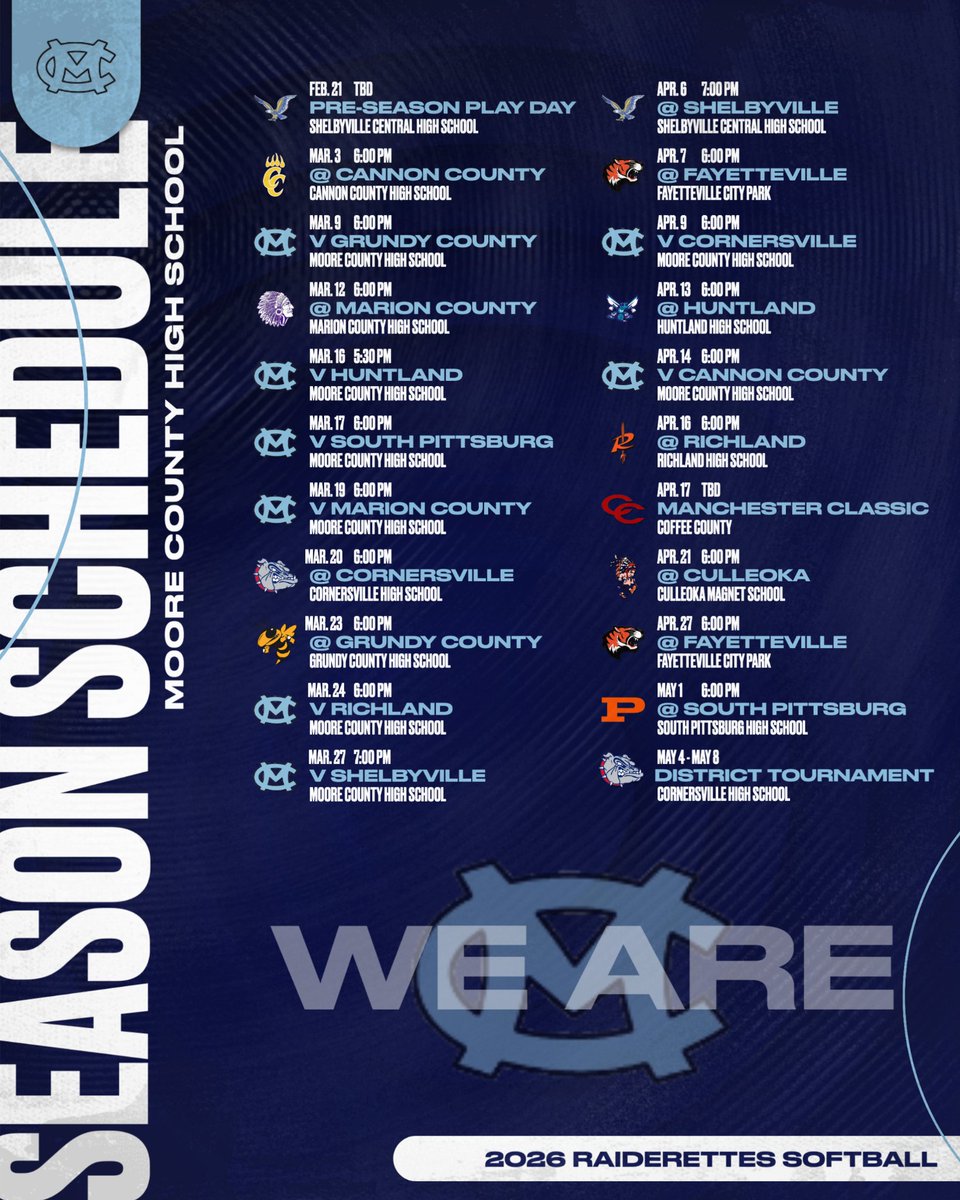 MooreNetwork's tweet image. Moore County High School Spring Sports Season Schedules: The Moore County High School Baseball, Softball, and Tennis schedules.
