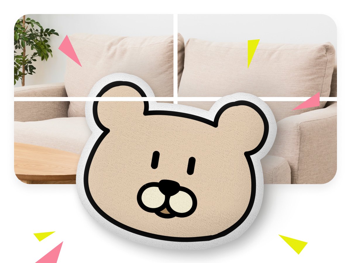ふかふかクッション このクッション、大きすぎて枠におさまらない……！ ▽大きさを確認して