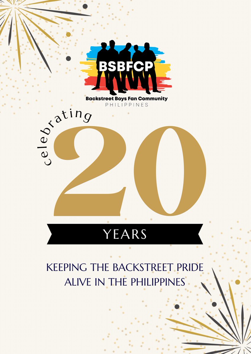 BSBFanClubPhils's tweet photo. We just hit 20 years today! Woohoo! 🎊🎉 And yes, we still got it goin' on! 💪 Here's to today & beyond! 🥂
@backstreetboys
#20yearsstrong #bsbfcp #backstreetboys #kevinrichardson #howiedorough #brianlittrell #ajmclean #nickcarter #ktbspa #philippines https://t.co/D76A7X4fiY