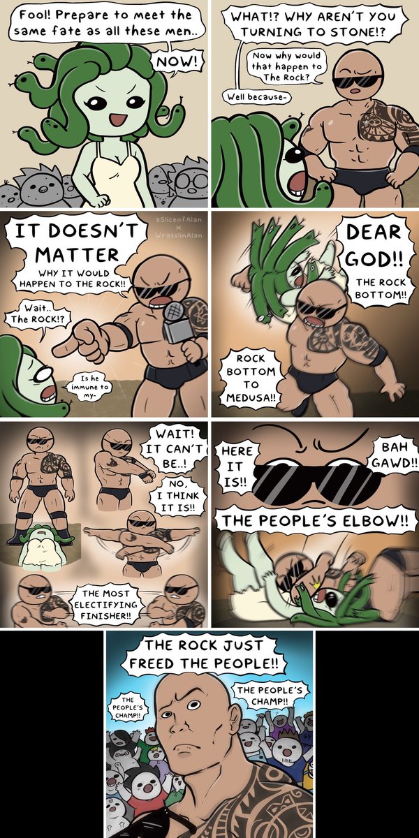 ASliceofAlan's tweet image. Medusa v. The Rock