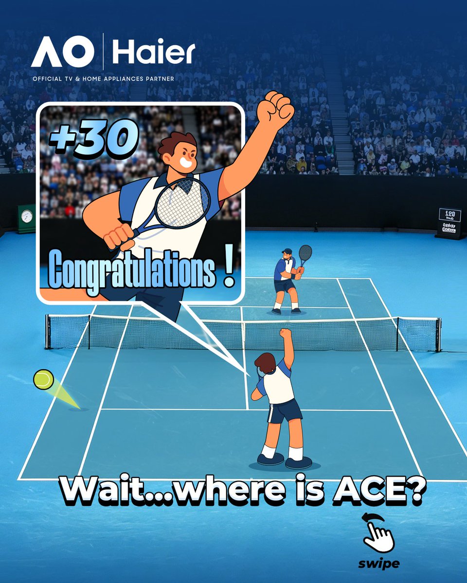HaierJapan's tweet image. 👋 スワイプして、 AO26の舞台裏まで見てみよう🤩

ACE を追いかけて、試合の世界をもっと深く体感してみて！🎾

#Haier #AO2026 #OfficialPartner #Tennis
#PlayWithTheNumberOnes #MoreCreationMorePossibilities