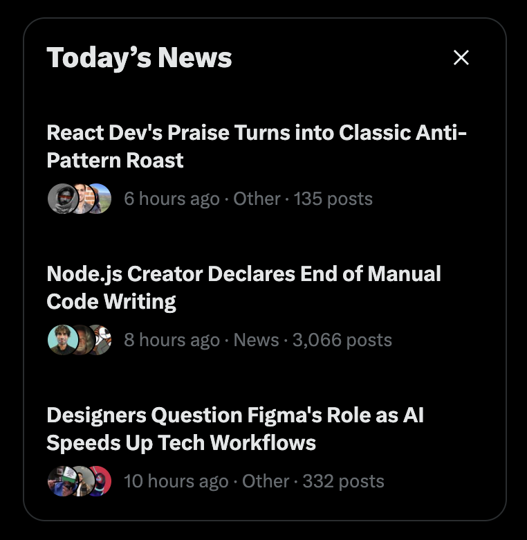 This is definitely not news, right? This is <a href="/grok/">Grok</a> pushing me some posts related to me that had some high engagement in a short period of time. But not news?