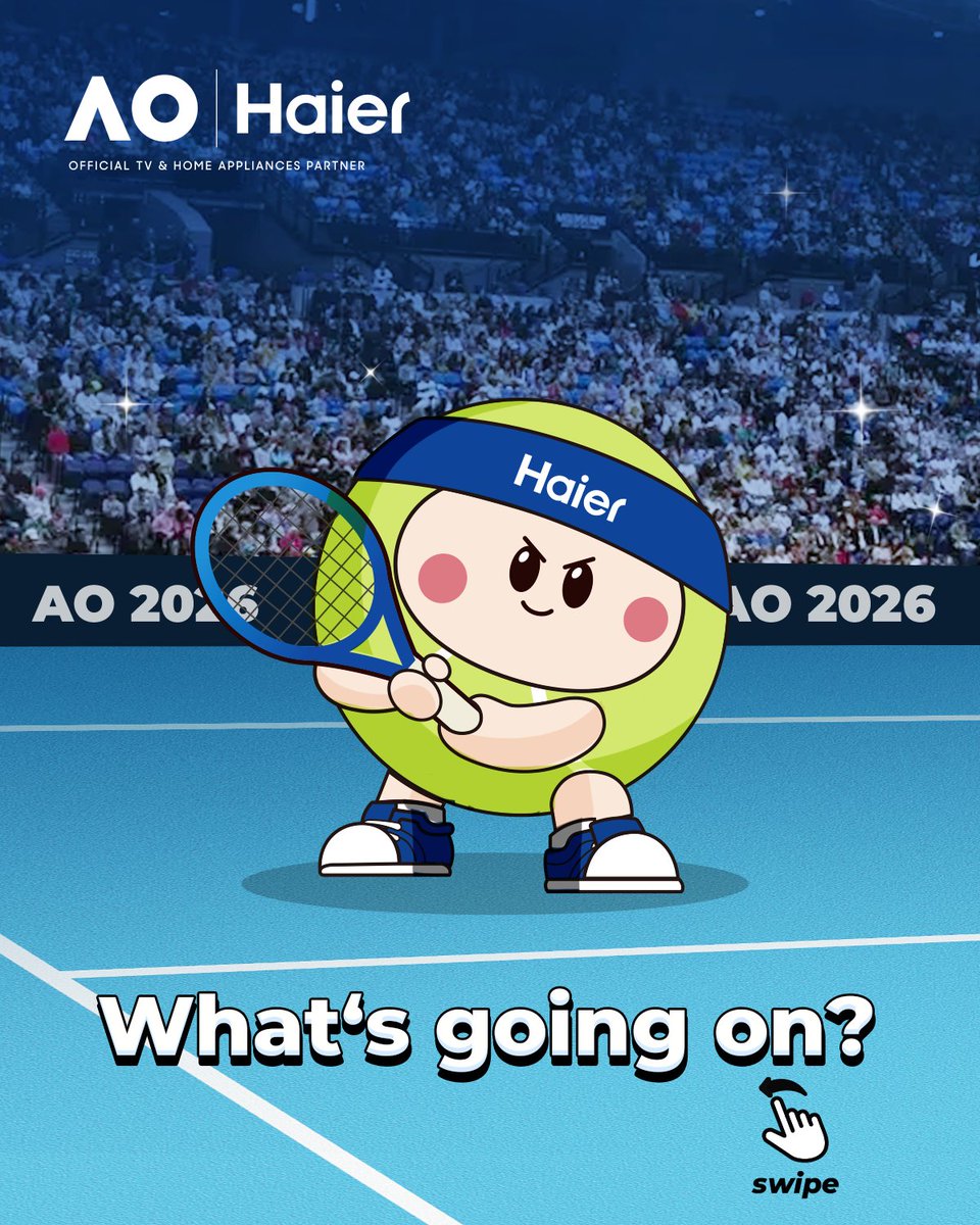 HaierJapan's tweet image. 👋 スワイプして、 AO26の舞台裏まで見てみよう🤩

ACE を追いかけて、試合の世界をもっと深く体感してみて！🎾

#Haier #AO2026 #OfficialPartner #Tennis
#PlayWithTheNumberOnes #MoreCreationMorePossibilities