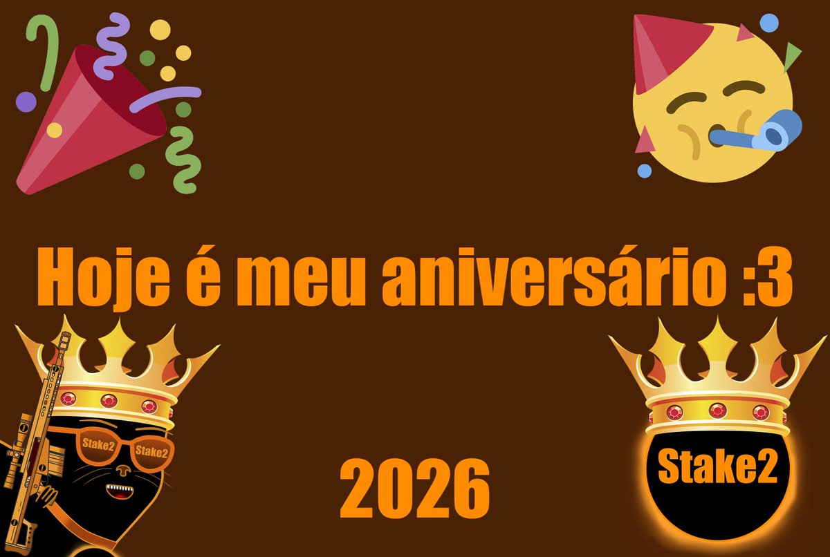 Stake2_'s tweet image. 00:00 20/01/2026:
Hoje é meu aniversário! :3 (2026)

#Stake2 #Brasil #Aniversario #HappyBirthday #Birthday