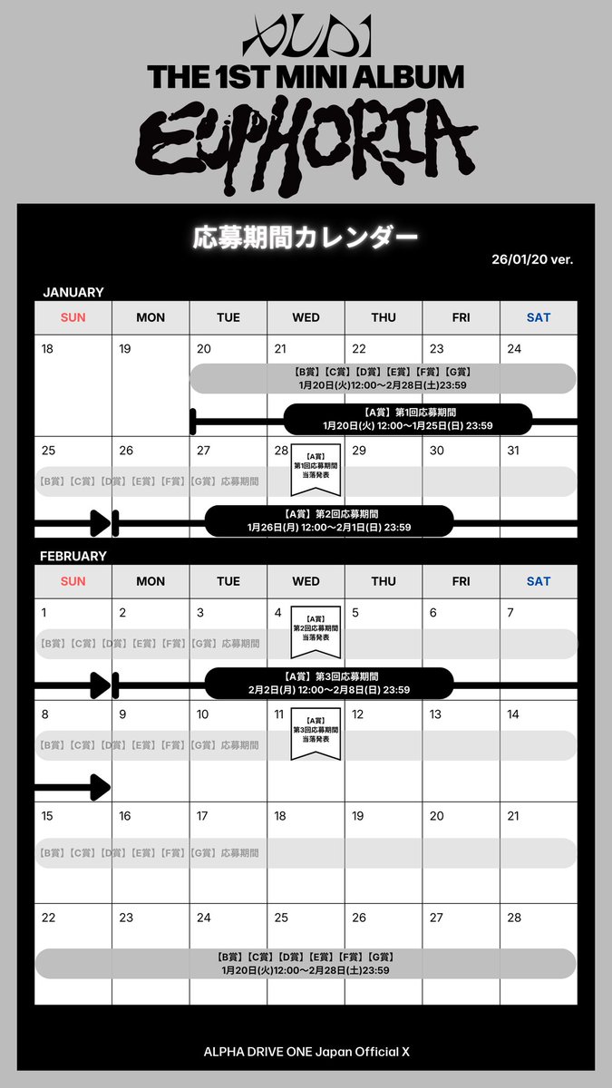 ALD1_jp's tweet image. ALPHA DRIVE ONE THE 1ST MINI ALBUM 'EUPHORIA'

購入者限定イベント&amp;amp;特典応募抽選券(シリアルナンバー)の応募詳細が決定！本日12:00より応募スタート🚩

特典により応募期間や注意事項などが異なります⚠️
応募サイトの詳細をよく読んでからご応募ください。
たくさんのご応募お待ちしています✨…