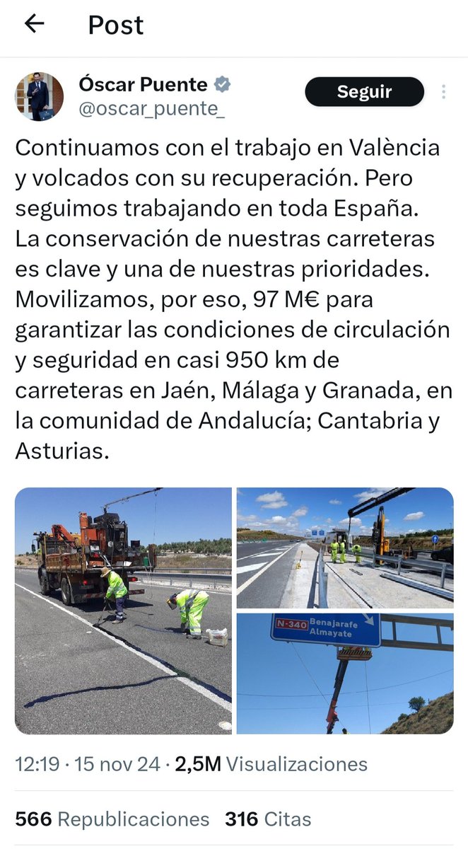 chiamechan's tweet photo. Creo que con esto que está pasando en Adamuz es buen momento para sacar esta captura del 15 de noviembre, donde Óscar Puente hablaba de arreglos de carreteras y vemos como se le olvido quitar la fecha de la foto mostrando que eran de 2023. No tiene perdón.
DEP para las víctimas. https://t.co/CKx9mcfVXv