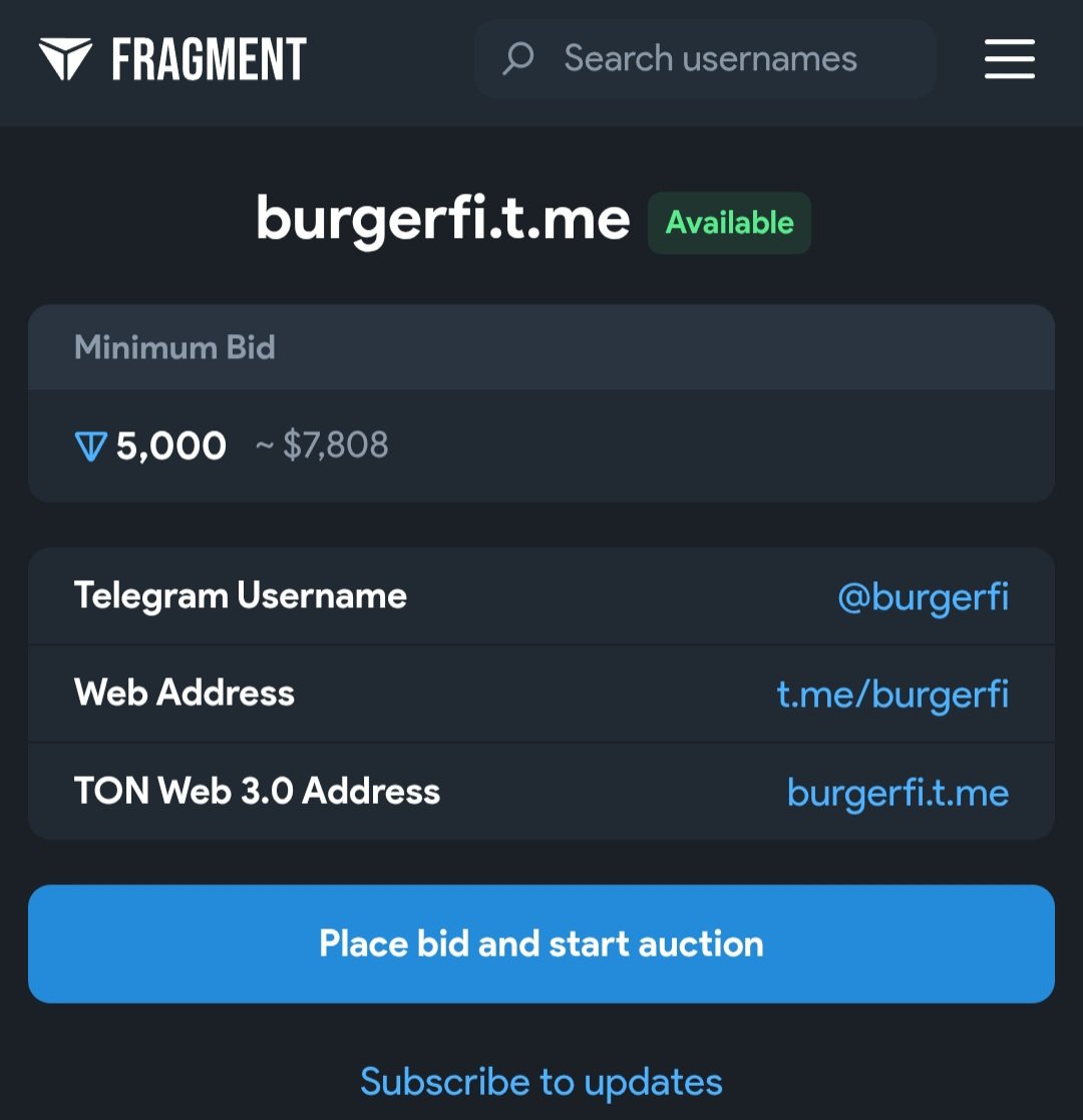 Collectionfts's tweet image. Telegram username Auction
@burgerfi
Check it out on: fragment.com/username/burge…
Start bid 5000 TON #Fragment #TONCOIN #domains #username #crypto #worldwide #domainforsale #Auction #burger #DomainNames #NFTCommunity #collectible #NFTsales #TonBlockchain #metamask #burgerfi #Bitcoin