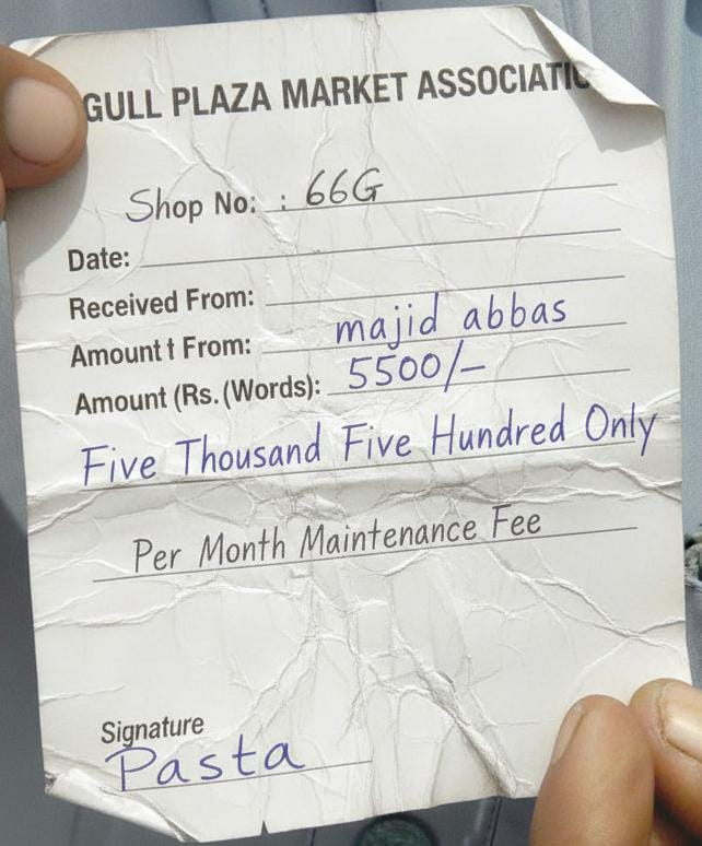 Gul Plaza Market Association collected Rs 5,500 per shop every month Rs 6.6 million monthly, nearly Rs 80 million a year from 1,200 shops. So why was there no fire safety system? And how were 1,200 shops allowed in space meant for 500? Lives were put at risk for profit.
#GulPlaza