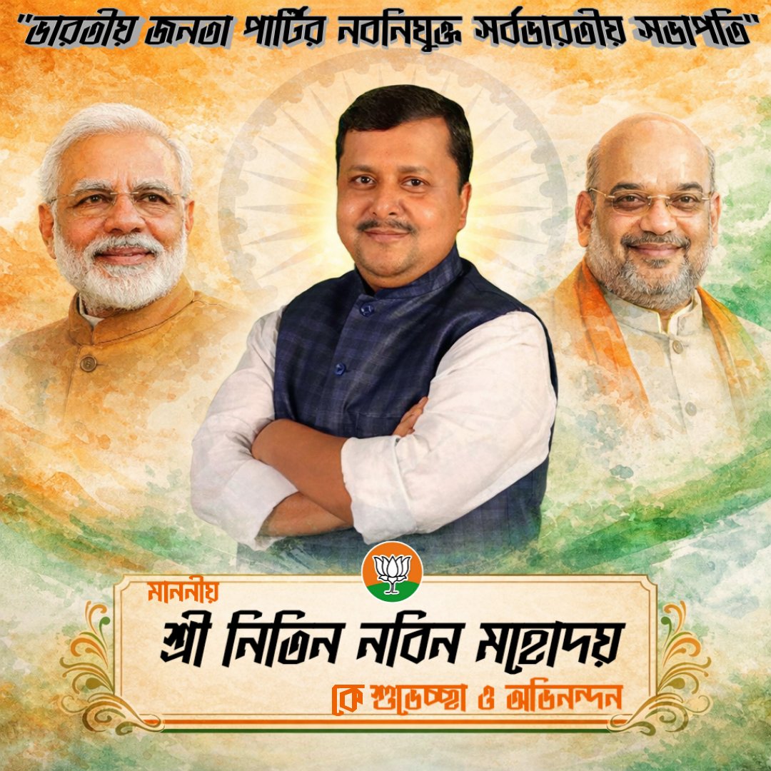 Buddha008's tweet photo. “Congratulations to Shri @NitinNabin ji on being elected as National President of BJP.
Wishing him impactful leadership and continued success ahead!” https://t.co/tNmu0ljDoe