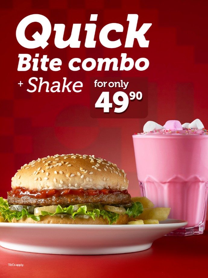 wimpy_sa's tweet photo. January has every rand working overtime.
Make 2026 easier with a Quick Bite Combo + Shake 🍔🍟🥛 https://t.co/v78bTKnRPH