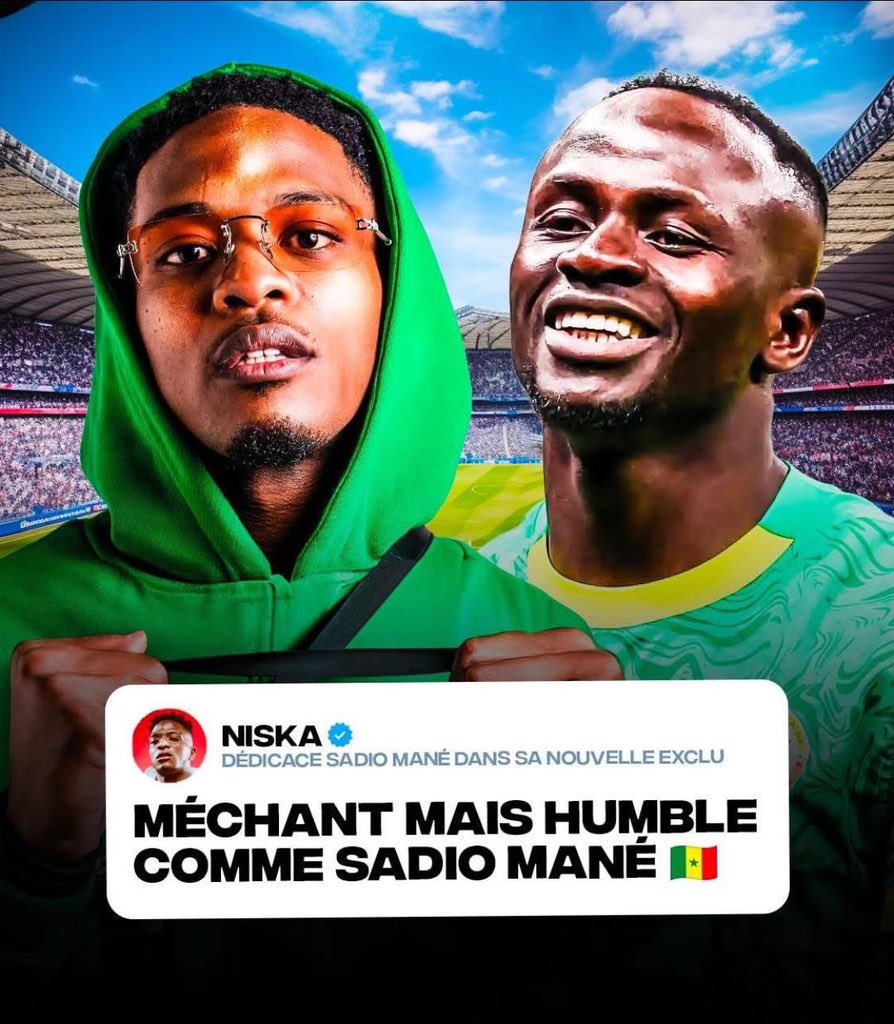 TreizeMagazine's tweet photo. 🚨Niska dédicace Sadio Mané après la victoire du Sénégal en CAN ! 🇸🇳🤯

« Méchant mais humble comme Sadio Mané » https://t.co/jk2YYQdWHA