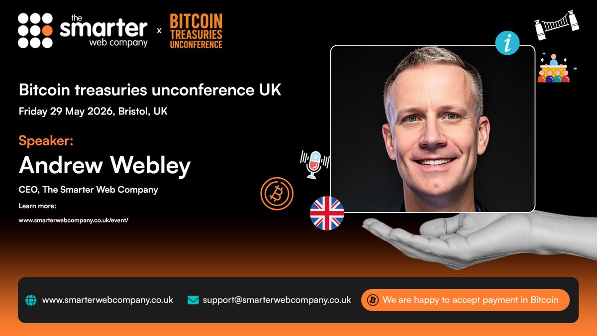 I am speaking at the Bitcoin Treasuries Unconference UK in Bristol on 29  May 2026. We have an amazing line up of speakers from both the UK and  global companies and more