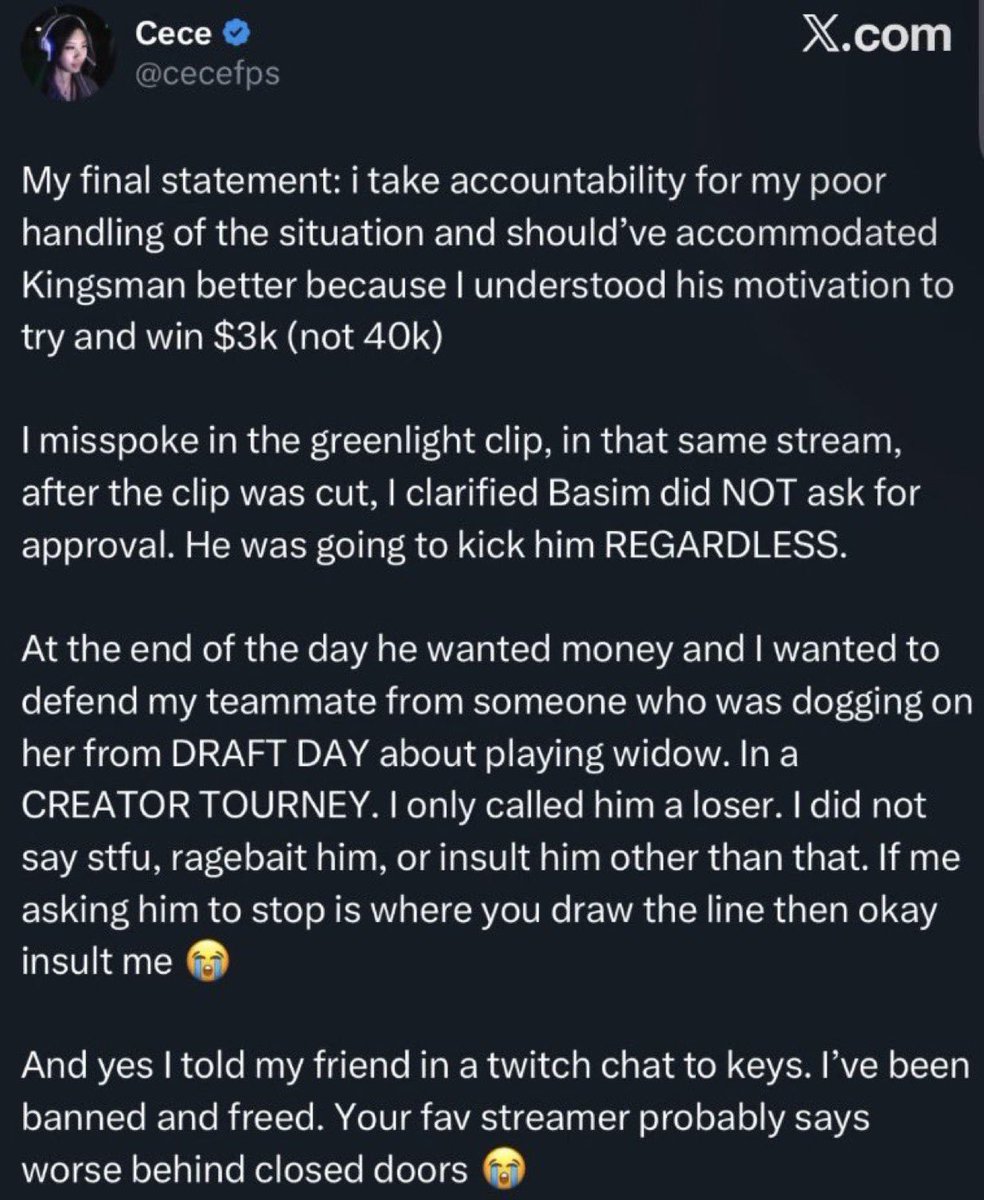 Teoracks's tweet photo. “Before Kingsman’s video went out I had already reflected”
Cece we not only did we see ur previous “apology” that you magically thought we didn’t see, you doubled down HARD on it😭 fym you reflected before his video https://t.co/OpuR5qYUKF
