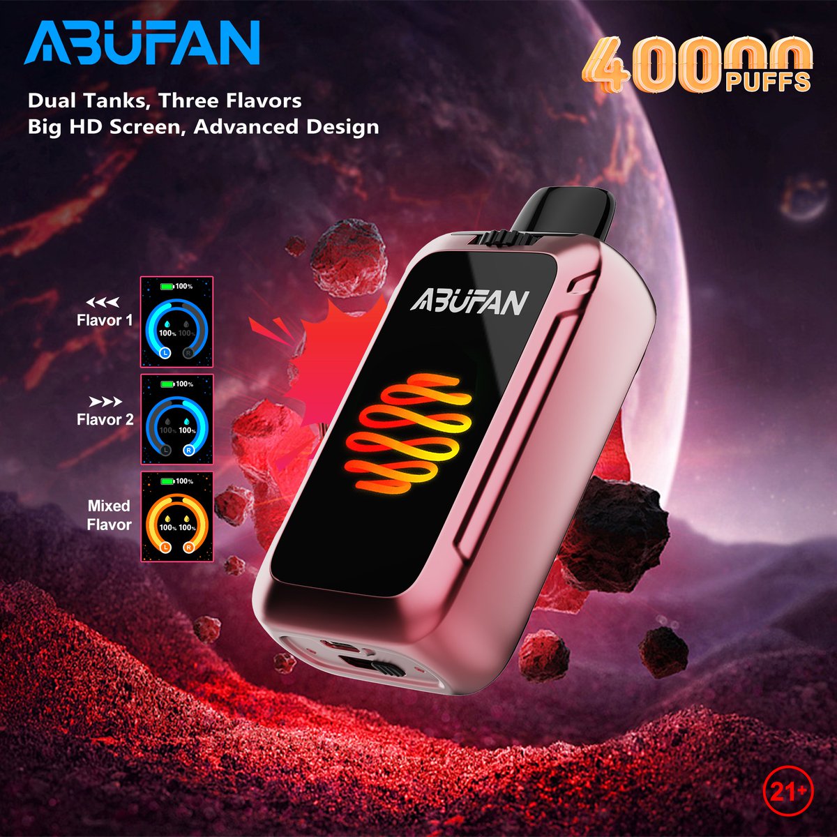 D87

Each of the two separate tanks contains 14ml e-liquid, totally 28ml e-liquid delivering amazing 40,000 puffs at the maximum, game changer in vape industry.

abufantech.com

Vape OEM#Vape ODM#vapecommunity#Abufan#Best disposable vape#vapefamily#vape wholesale#