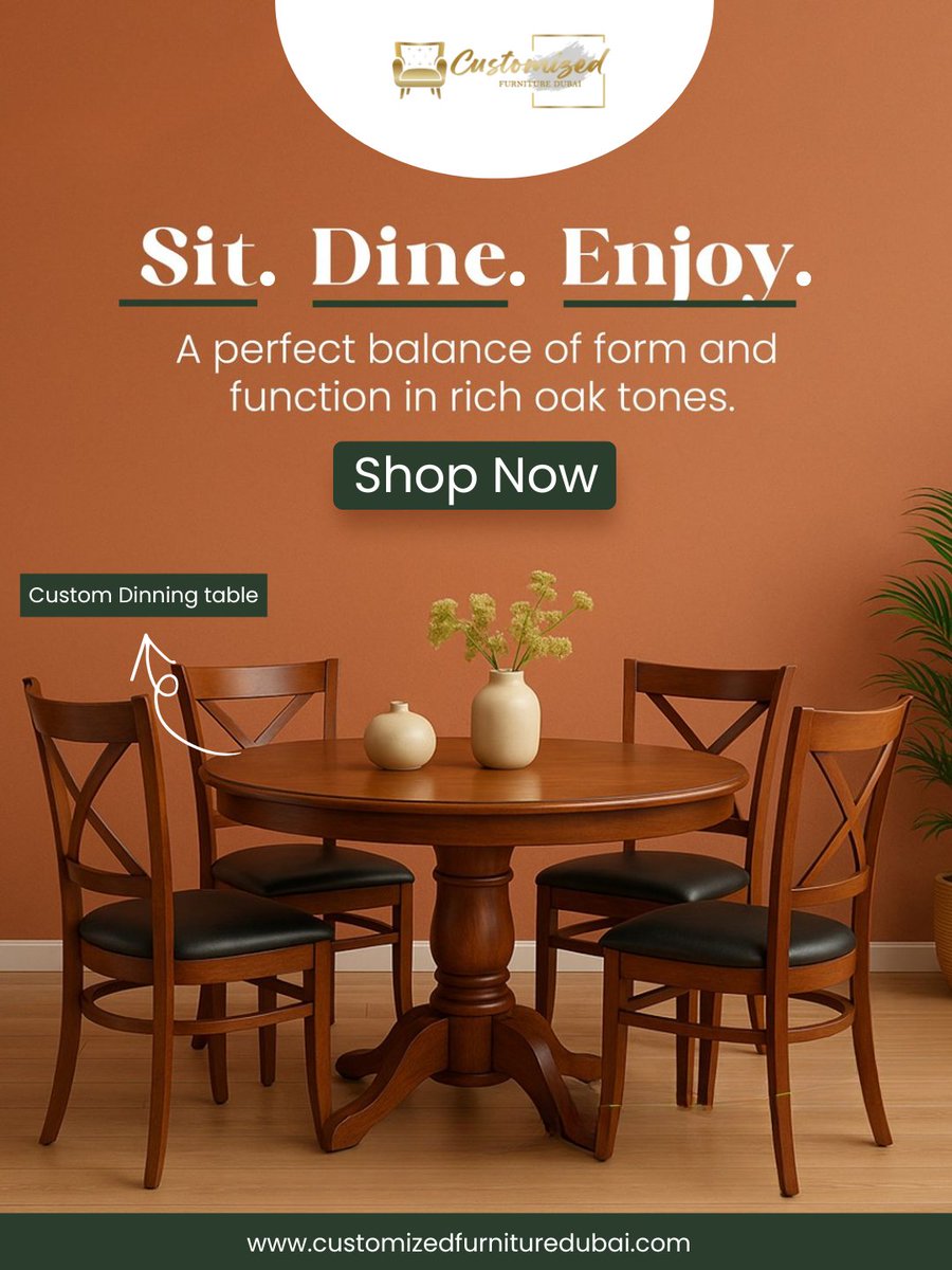 CustomizedDubai's tweet image. Crafted in rich oak tones, our custom dining table blends timeless design with everyday durability—perfect for gathering, celebrating, and making memories that last. 

📞 wa.me//+971554722980
🌐 customizedfurnituredubai.com

#CustomDiningTable #DubaiFurniture #LuxuryDiningSet