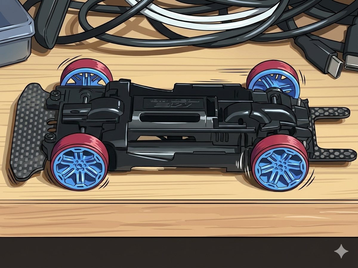 ShadowBreakerZ3's tweet image. MEのフロントバンパーの強度確保のため、4点止めにしたら、ガッチリ具合がイイッ！😆
#ミニ四駆