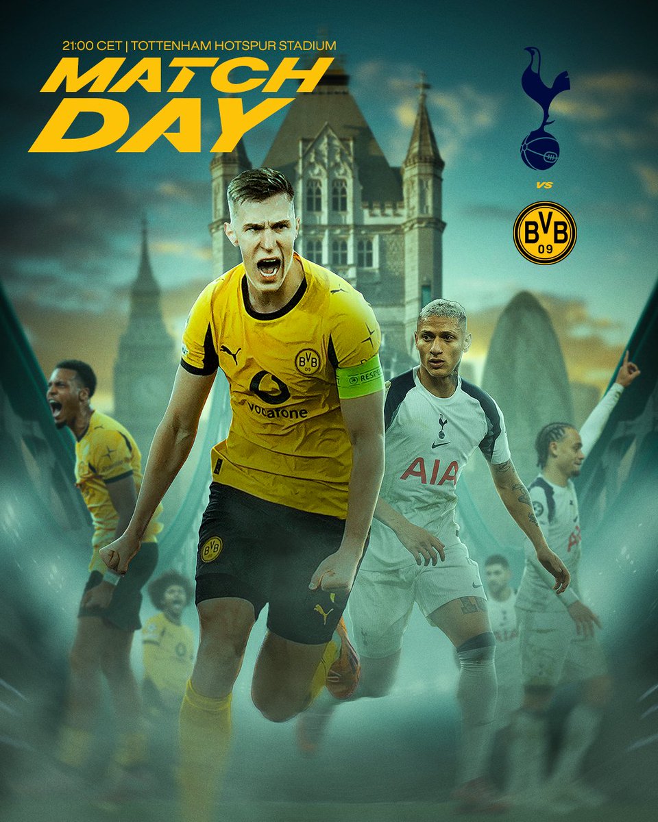 🔥 MATCHDAY in LONDON! 🔥

🆚 <a href="/SpursOfficial/">Tottenham Hotspur</a> 
⏰ 21:00 CET
🏆 <a href="/ChampionsLeague/">UEFA Champions League</a> 7/8
📺 <a href="/PrimeVideoDE/">Prime Video DE</a> 
#️⃣ #TOTBVB