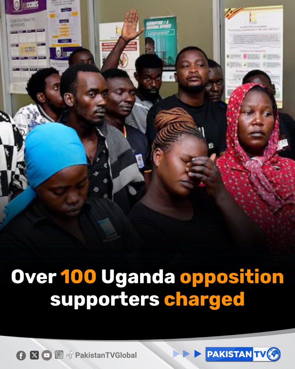PakTVGlobal's tweet image. Ugandan authorities charged over 100 opposition supporters after violence following disputed election results.

#Uganda #ElectionViolence #Opposition #PoliticalUnrest #HumanRights #BreakingNews #PakistanTV #PakistanTvglobal