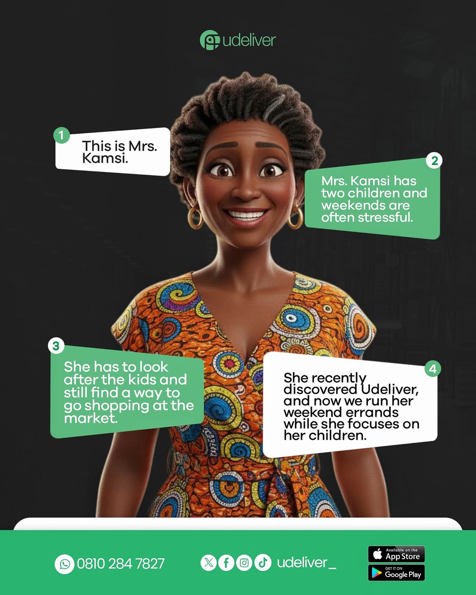 udeliver_'s tweet photo. Be like Mrs. Kamsi today! 🤭

Let's run your errands, make your deliveries and pick-ups while you spend time with family. We're available 24/7.

Download Udeliver from the app store and make your request. We're affordable and reliable. We're Udeliver! https://t.co/04v0tjRYQl