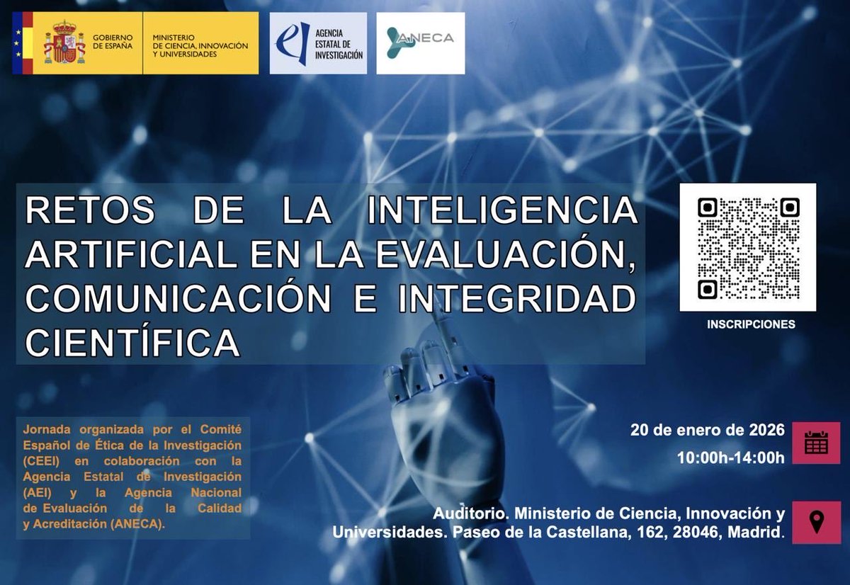 ¿Cómo está transformando la IA la ciencia?

📍 En una hora comienza la jornada “Retos de la Inteligencia Artificial en la Evaluación, Comunicación e Integridad Científica”, que inaugura el secretario de Estado <a href="/CigudosaJuan/">Juan Cruz Cigudosa</a>.

💻 Síguelo en directo aquí: teams.microsoft.com/meet/366435354…