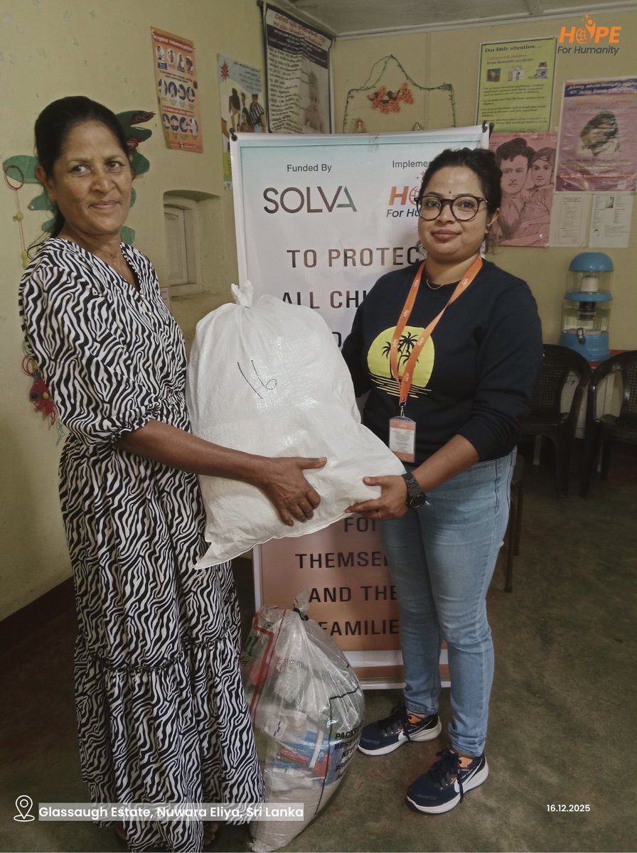 HFH_SriLanka's tweet photo. On 16th December 2025, relief supplies were distributed
at Glassaugh Estate Nuwara Eliya to families severely affected by the DITWA disaster.
Heartfelt thanks to our generous donors, SOLVA and BNI Sri Lanka, for standing with these communities. #flood #SriLanka #ditwa #support https://t.co/yb5rPn3o5a