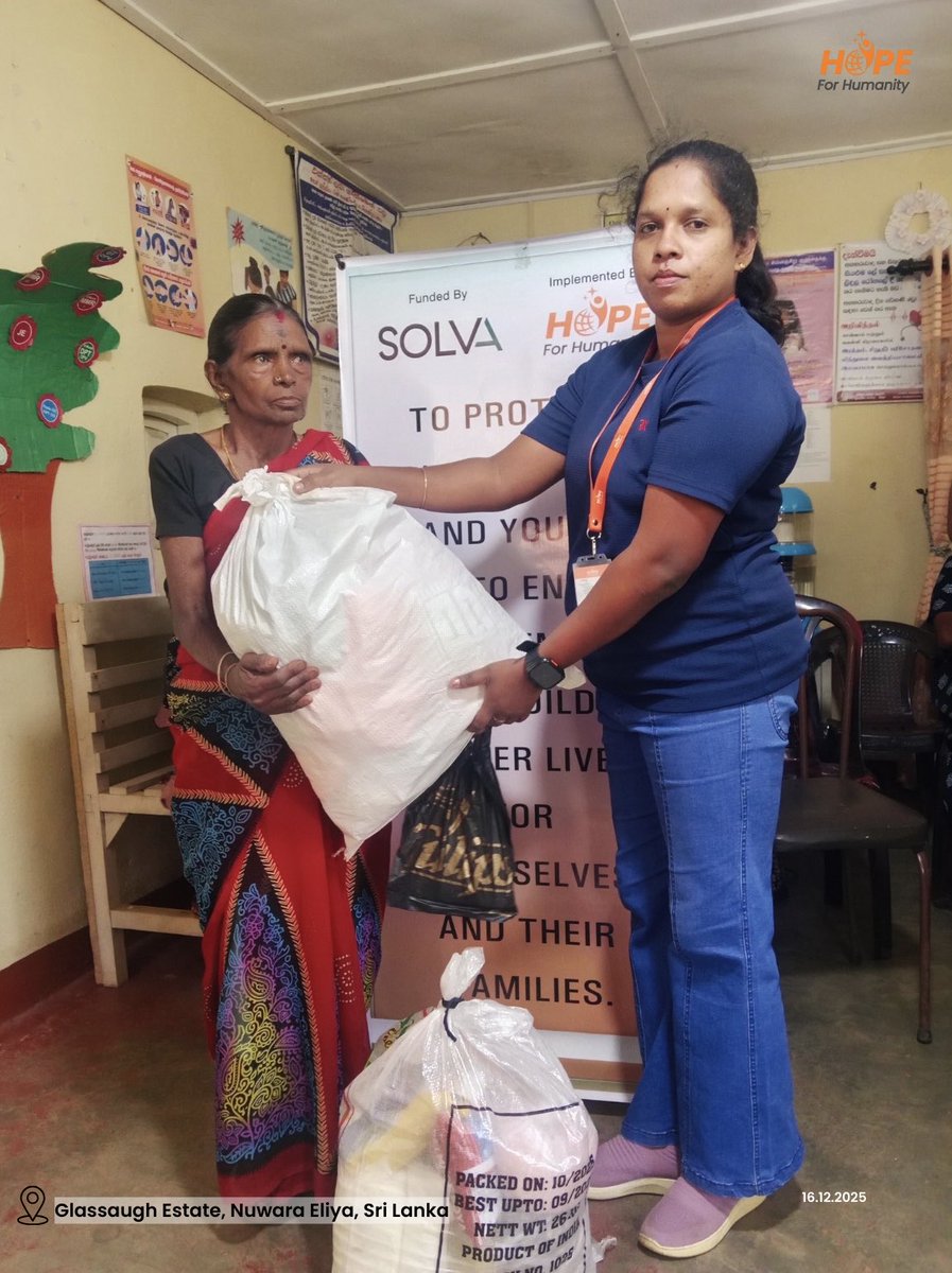 HFH_SriLanka's tweet photo. On 16th December 2025, relief supplies were distributed
at Glassaugh Estate Nuwara Eliya to families severely affected by the DITWA disaster.
Heartfelt thanks to our generous donors, SOLVA and BNI Sri Lanka, for standing with these communities. #flood #SriLanka #ditwa #support https://t.co/yb5rPn3o5a