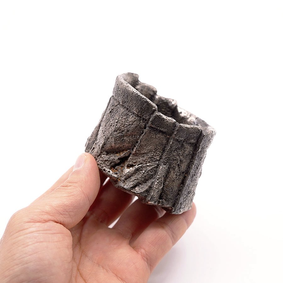 紅白茶湯初め】 富田啓之 （陶芸/群馬） 銀彩短冊切ぐい呑