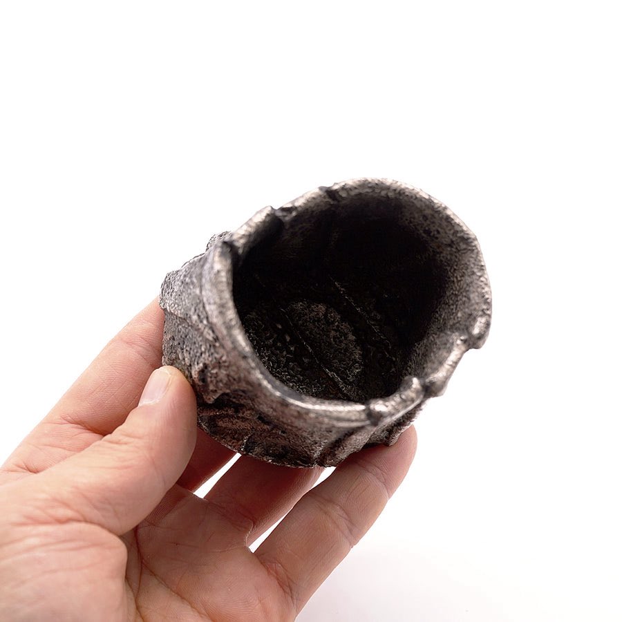 紅白茶湯初め】 富田啓之 （陶芸/群馬） 銀彩短冊切ぐい呑