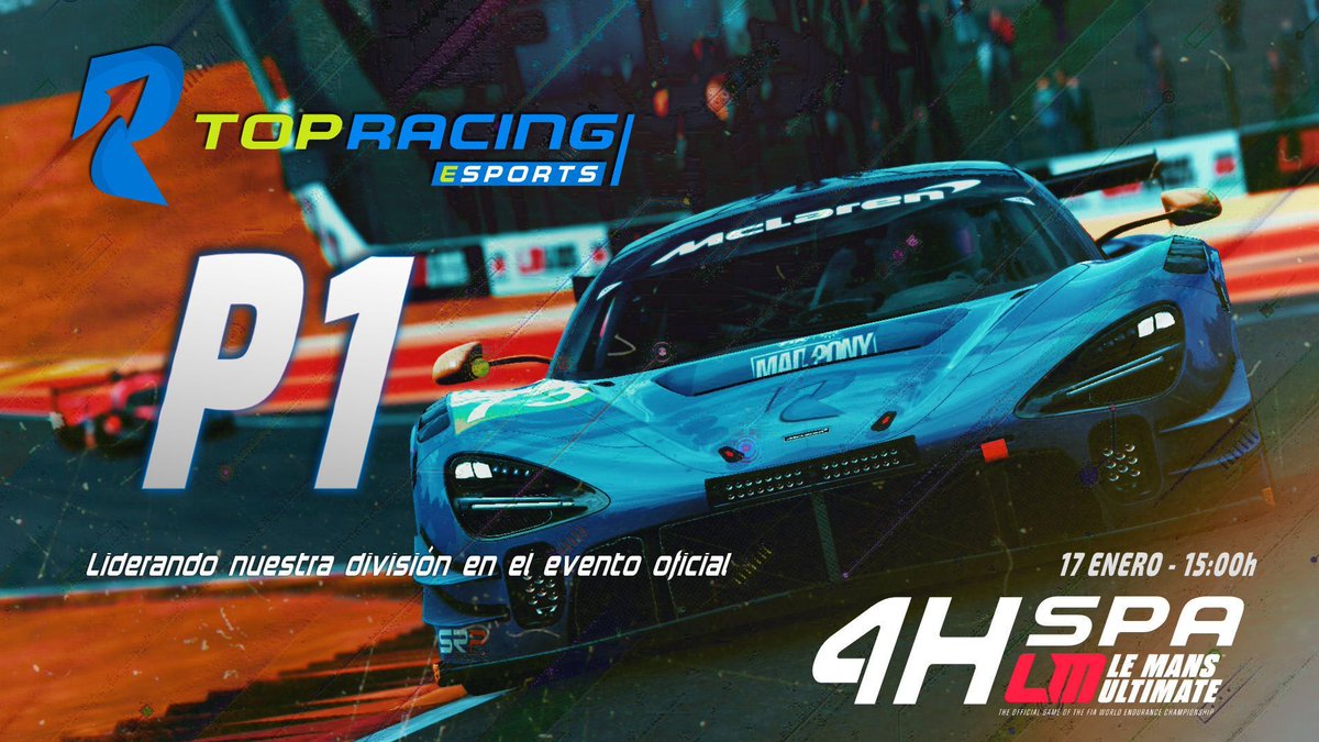 ¡DOMINIO TOTAL EN SPA! 🏆

 Cerramos las 4 Horas de Spa en Le Mans Ultimate con una P1 de prestigio.

En el horario más exigente y con mayor participación de todo el fin de semana (Sábado 15:00h), el equipo de Top Racing ha demostrado una solidez increíble. 4 horas de tensión,