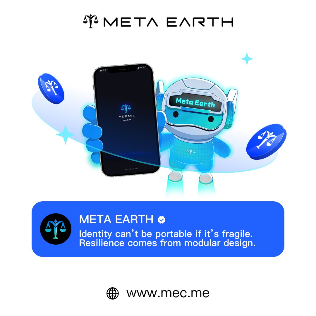 _MetaEarth_'s tweet photo. In #Web3, the systems that last are the ones built to be composable. #SmartContracts are modular by design, which allows them to interact, upgrade, and evolve without breaking the ecosystem around them. This is what gives #decentralized systems their resilience over time.

#DigitalIdentity follows the same logic. When identity is tightly bound to a single app or platform, it becomes fragile and difficult to move. A truly portable identity needs to be resilient first.

Modular design is what makes that possible. Start shaping your own #Web3identity journey with #MetaEarth → https://t.co/M17lEg4GsN