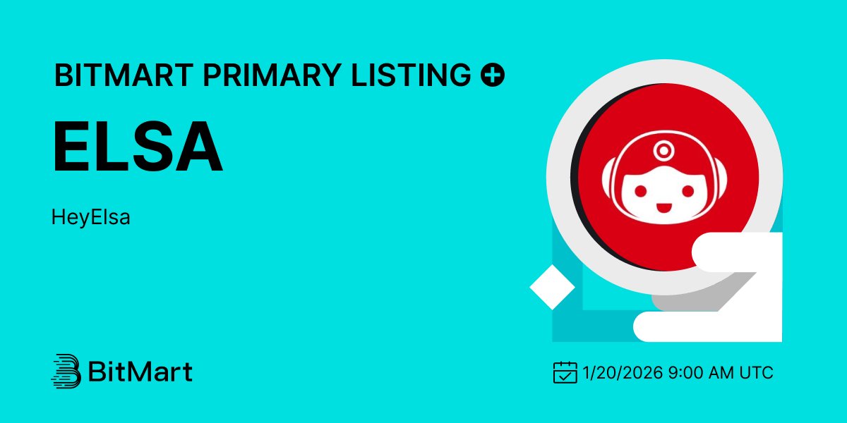 #BitMart announces the primary listing of HeyElsa (ELSA) <a href="/HeyElsaAI/">HeyElsa</a> 🔥

HeyElsa is an AI-powered on-chain execution platform that enables users to interact with crypto and DeFi using natural language. By transforming user intent into secure, end-to-end blockchain transactions,