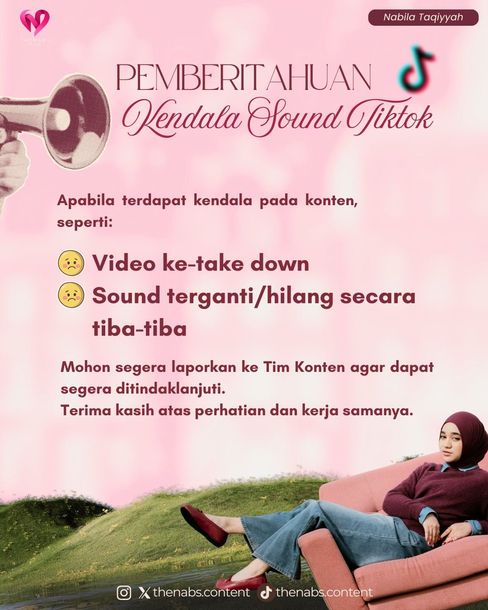 Hai thenabs, berikut pemberitahuan terkait kendala sound tiktok.

Semangat ngonten 🩷