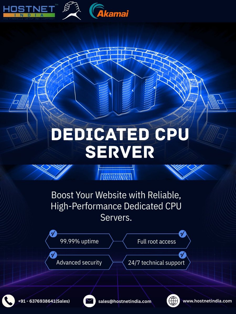 Boost your website performance with our Dedicated CPU Servers 🚀
Enjoy high speed, strong security, and full control for your business.

#DedicatedServer #DedicatedCPU #WebHosting #HighPerformance #Hostnetindia #HighTrafficHosting
#BusinessServer #PerformanceHosting