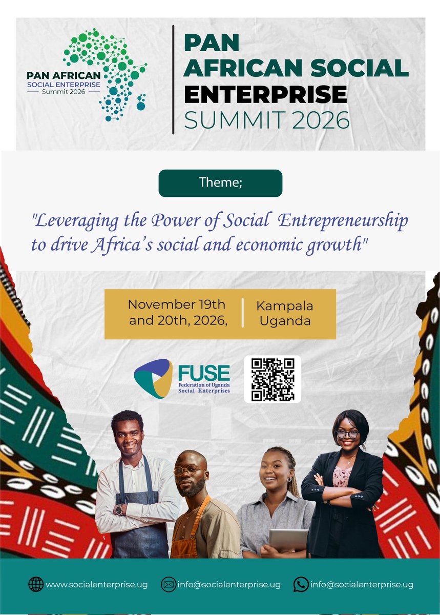 The Pan-African Social Enterprise Summit is happening in Kampala on November 19-20, 2026
▪︎2 days of bold ideas, cross border collaboration, game-changing solutions &amp; the continent's most dynamic social entrepreneurs uniting to accelerate impact 
Details socialenterprise.ug/events/