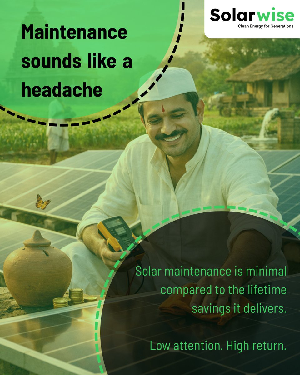 solarwise_in's tweet photo. Maintenance sounds like a headache. 🛠️☀️

The simplest assets often perform the best.

📞 Call Now: +91-8527278141 || 🌐 Visit: https://t.co/epEzRkkILp

#Solarwise #LowMaintenanceHighReturns #GoSolar #SmartInvestment #SolarSavings #RooftopSolar #SolarIndia #SimpleAndSmart https://t.co/UPepeBbxnc