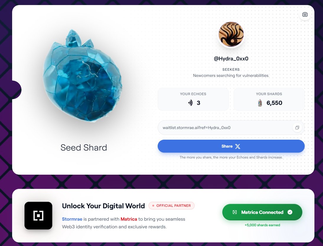 🔥Update (làm mới được) kèo <a href="/stormrae_ai/">Stormrae</a>  nhé các bác:

✅Vào nhận 5000 point ngay lập tức, chỉ cần connect với Matrica là được

✅Link: waitlist.stormrae.ai/?ref=Hydra_0xx0