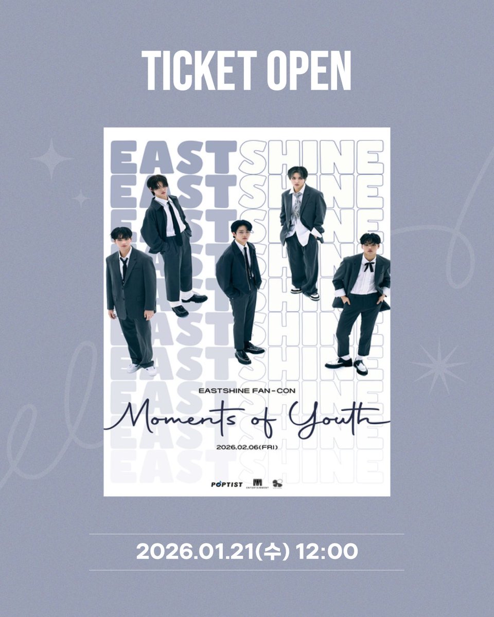 nhn_ticketlink's tweet photo. 📌티켓 오픈 소식📌
#단독판매
EASTSHINE 2ND FAN CONCERT 티켓 오픈 안내!

📍1/21(수) 12시 티켓 오픈!

머스캣🩵
이스트샤인 만날 준비 됐어?(˶' ᵕ ' 🫶)

예매하기👉https://t.co/Z3FpACU51W https://t.co/I6Y4Tj8J4K
