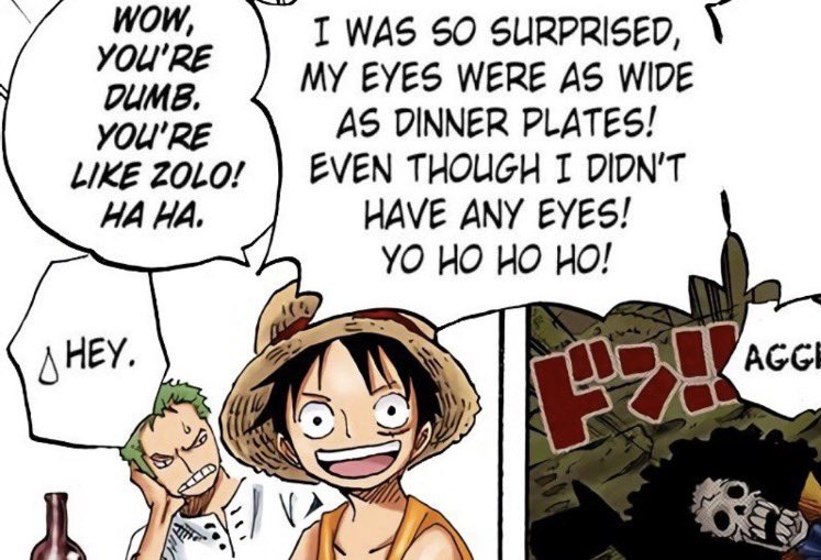 daily_zoro's tweet photo. The way zoro is the only person luffy treats like a fool is so hilarious https://t.co/7WgJM9c5lP