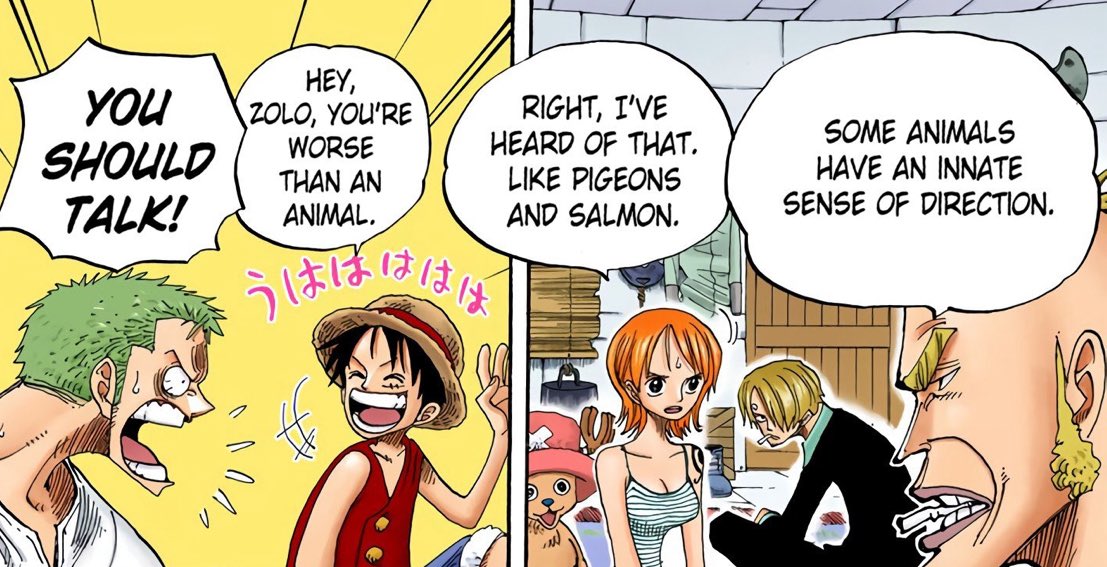 daily_zoro's tweet photo. The way zoro is the only person luffy treats like a fool is so hilarious https://t.co/7WgJM9c5lP
