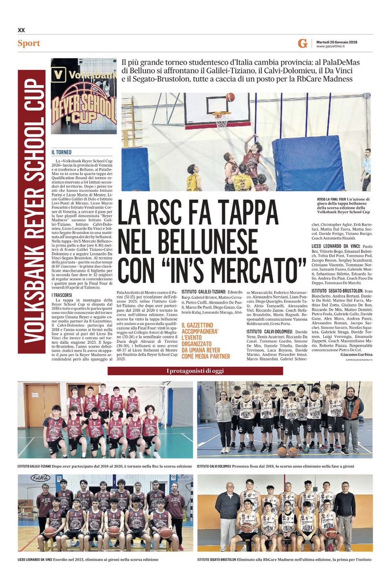 Articolo del #Gazzettino per la Tappa 4 iN’s Mercato 

#volksbankreyerschoolcup